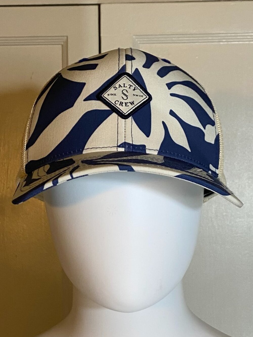 SALTY CREW Blue Floral Diamond Patch Baseball Retro Trucker Snapback Hat Cap OS